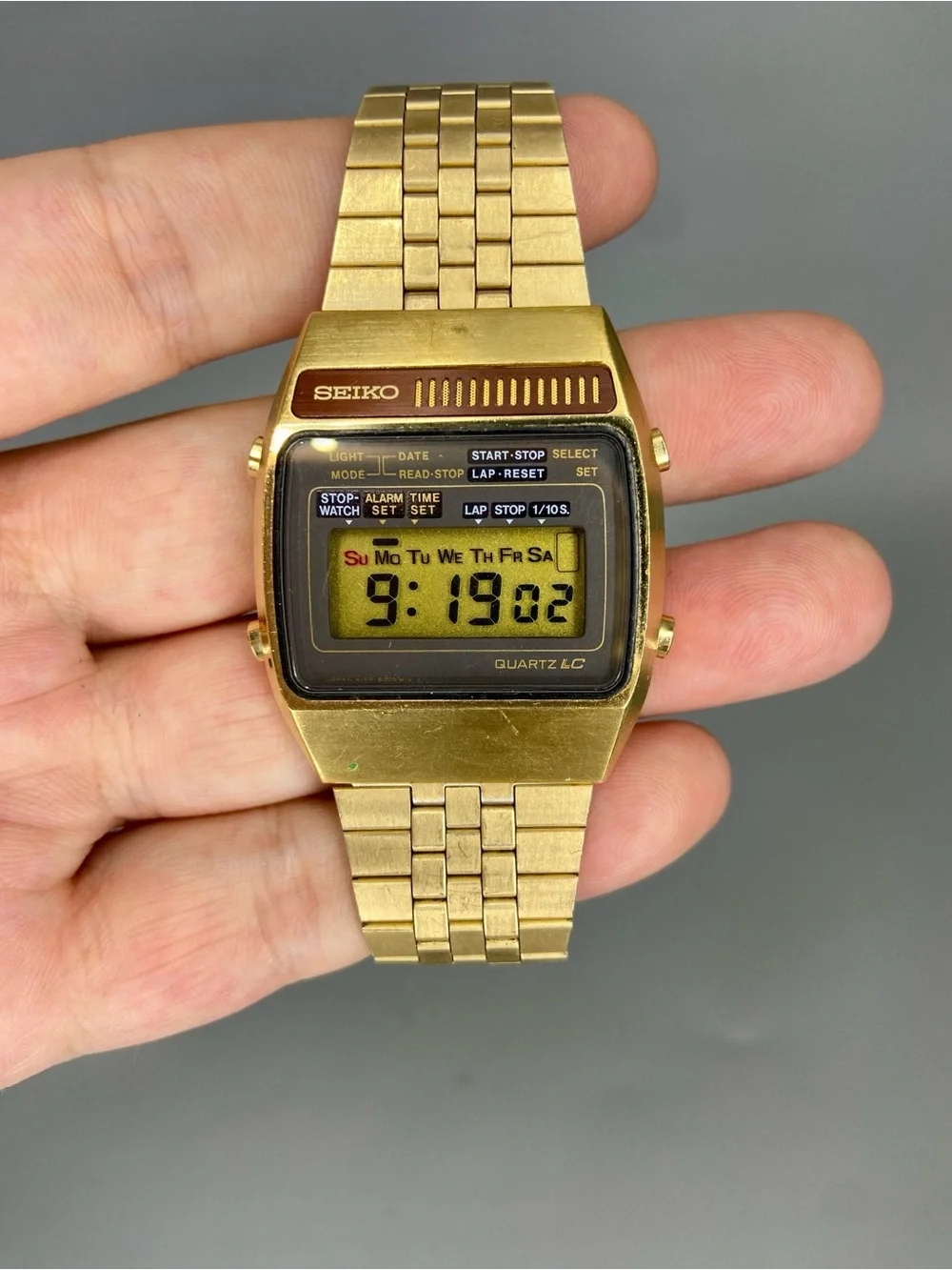 Seiko Vintage Digital Chronograph Watch Gold 1970’s Japan A159-5009G